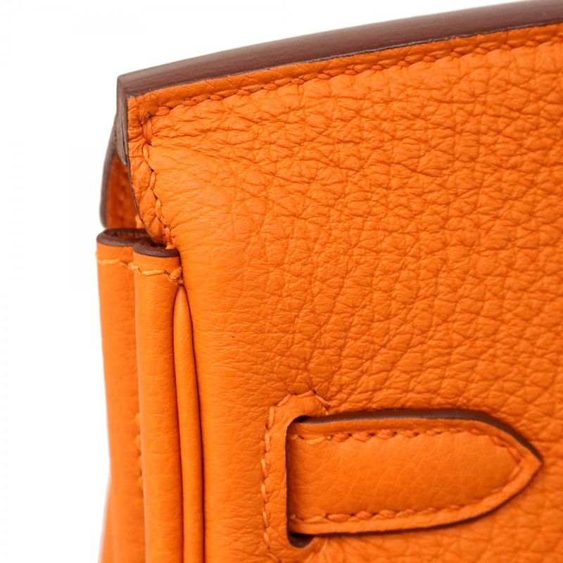 Hermes Handbag Birkin 25 Togo Orange Silver
