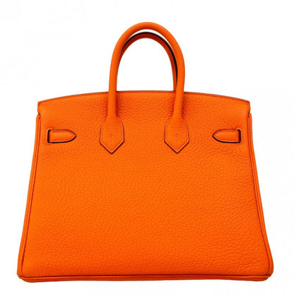 Hermes Handbag Birkin 25 Togo Orange Silver