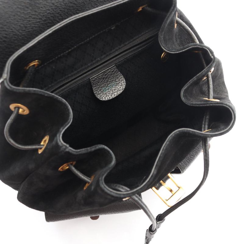 Gucci Backpack Bamboo 003 Black Suede Leather
