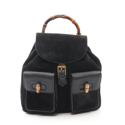 Gucci Backpack Bamboo 003 Black Suede Leather