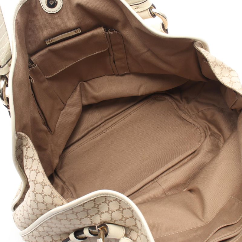 Celine Tote Macadam Beige Ivory Canvas Leather