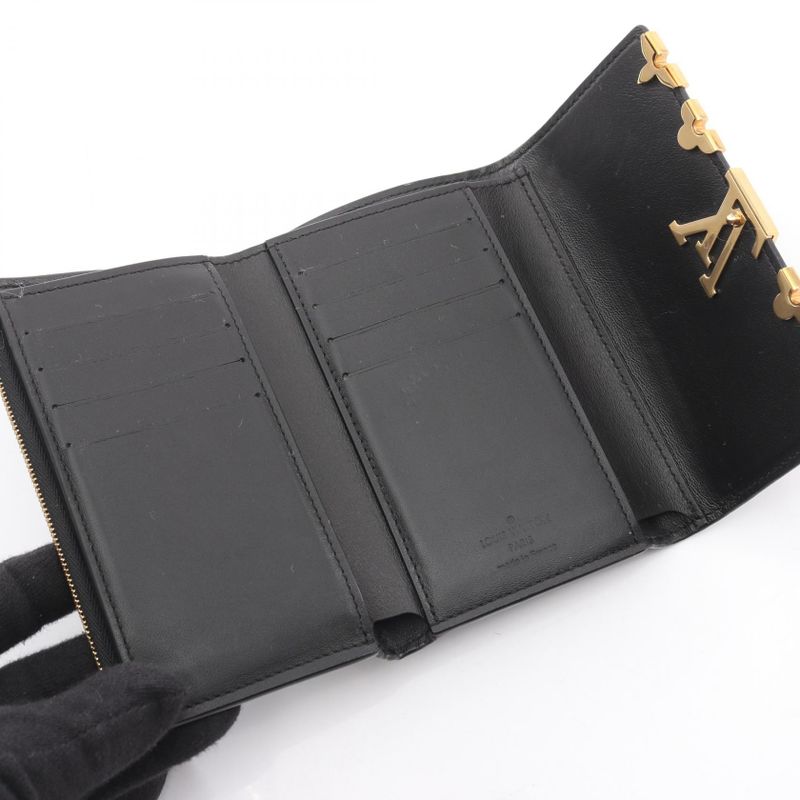 Louis Vuitton Trifold Wallet Portefeuille Capucines Compact Noir Black