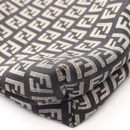 Fendi Tote Zucchino Black Ivory Canvas Leather