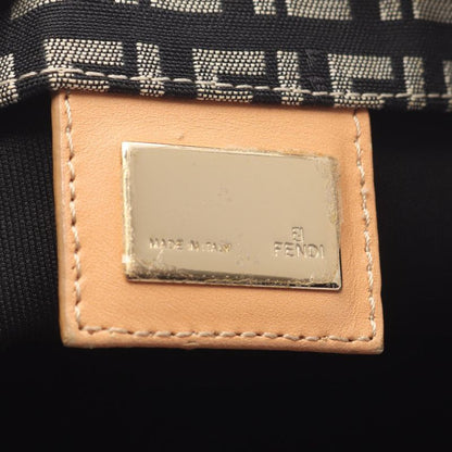 Fendi Tote Zucchino Black Ivory Canvas Leather