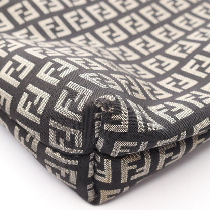 Fendi Tote Zucchino Black Ivory Canvas Leather