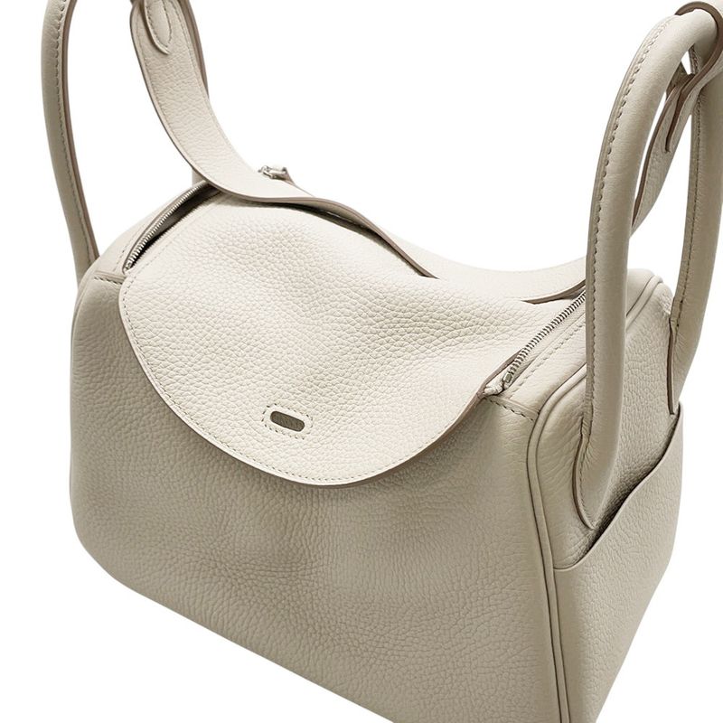 Hermes Lindy 26 Beton Silver Taurillon Clemence 2-Way Handbag