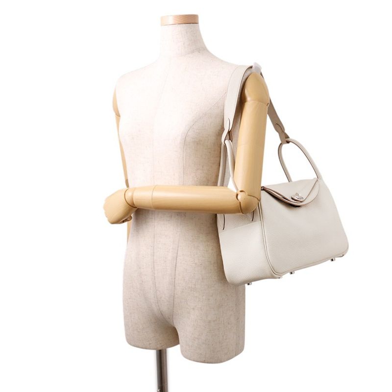 Hermes Lindy 26 Beton Silver Taurillon Clemence 2-Way Handbag