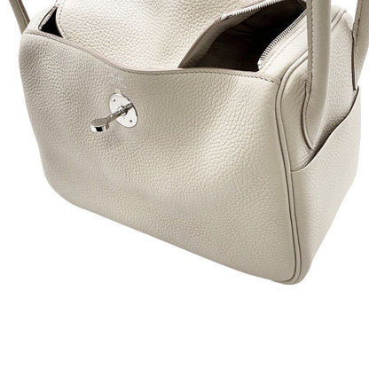 Hermes Lindy 26 Beton Silver Taurillon Clemence 2-Way Handbag