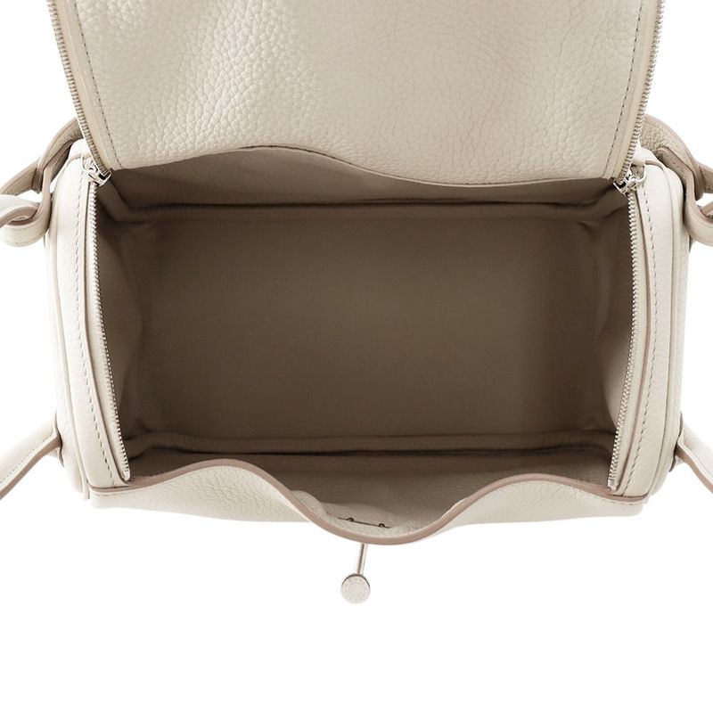 Hermes Lindy 26 Beton Silver Taurillon Clemence 2-Way Handbag