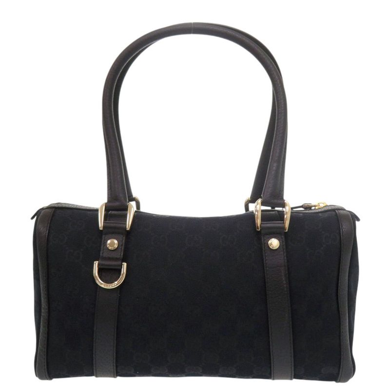 Gucci Mini Boston GG Canvas Leather Black Handbag