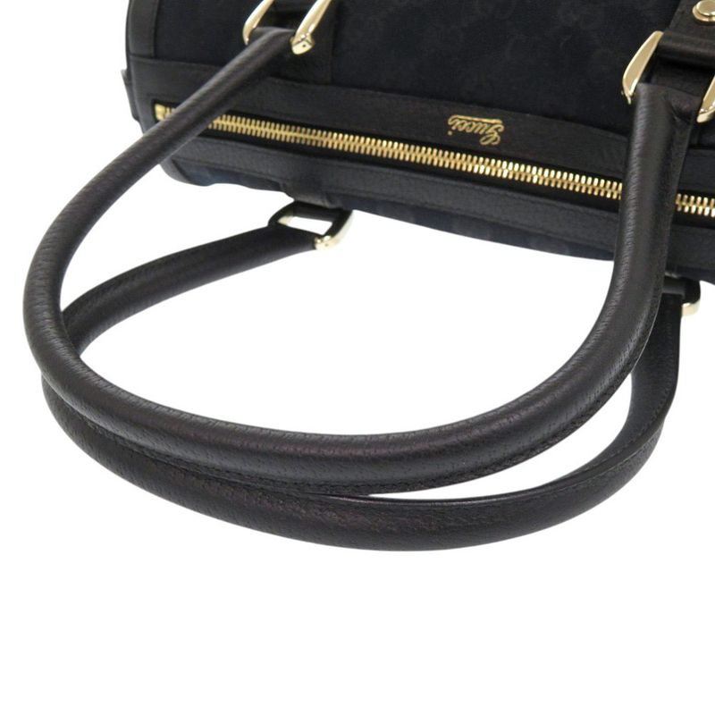 Gucci Mini Boston GG Canvas Leather Black Handbag