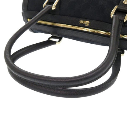 Gucci Mini Boston GG Canvas Leather Black Handbag