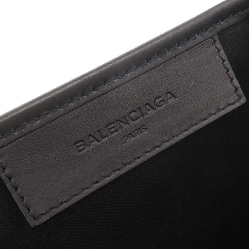 Balenciaga Navy Cabas Canvas Leather Tote
