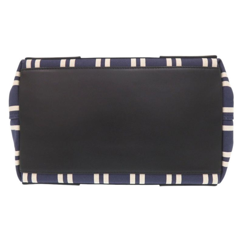 Balenciaga Navy Cabas Canvas Leather Tote