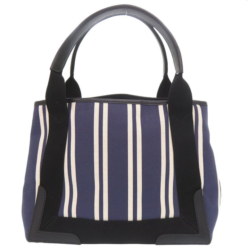 Balenciaga Navy Cabas Canvas Leather Tote