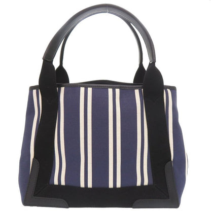 Balenciaga Navy Cabas Canvas Leather Tote