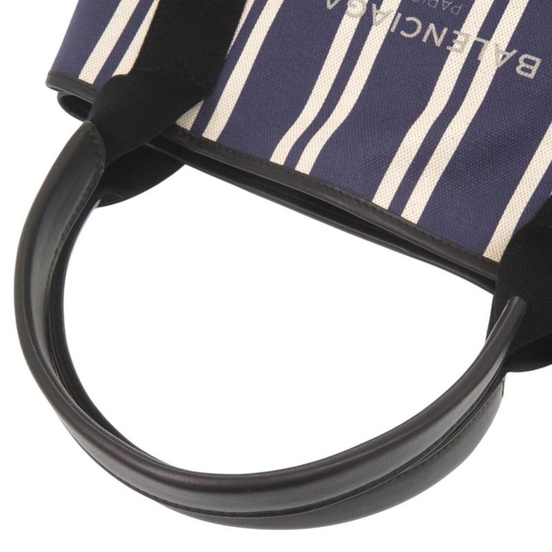 Balenciaga Navy Cabas Canvas Leather Tote