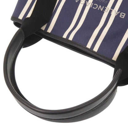Balenciaga Navy Cabas Canvas Leather Tote
