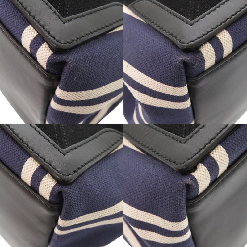 Balenciaga Navy Cabas Canvas Leather Tote