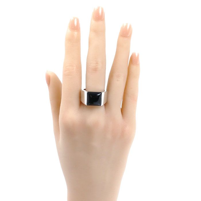 Cartier 18K White Gold Tank Max Ring Onyx