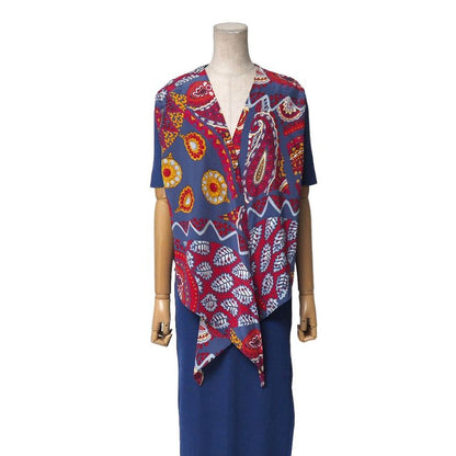 Celine Vintage Skirt Set 40 Ensemble Rib Knit Contrast Blue-etc.