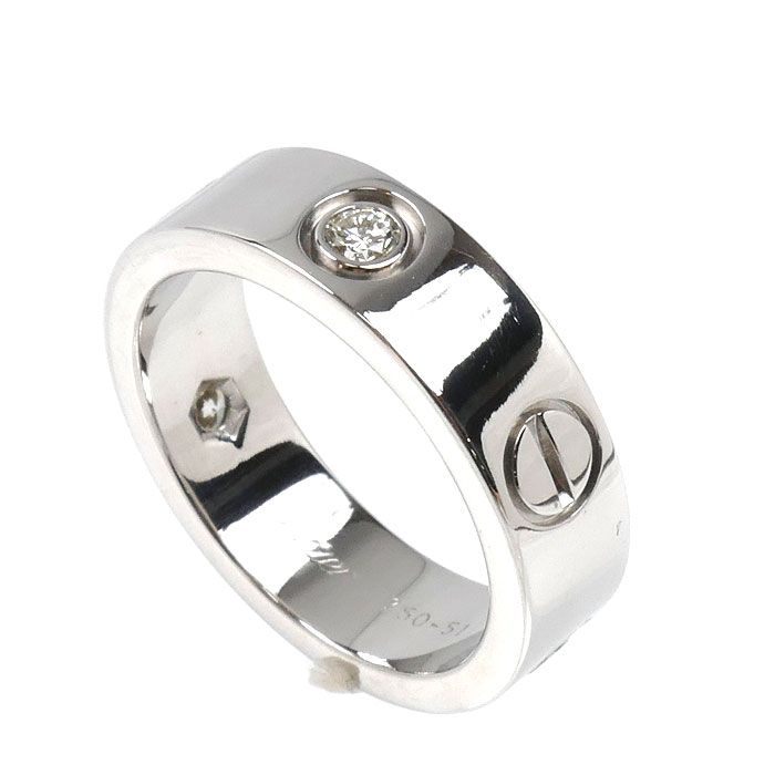 Cartier 18K White Gold Love Half Diamond Ring