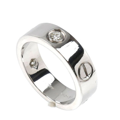 Cartier 18K White Gold Love Half Diamond Ring