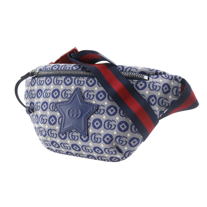 Gucci Star Children's Double Geometric Canvas Blue Kids Waist Bag