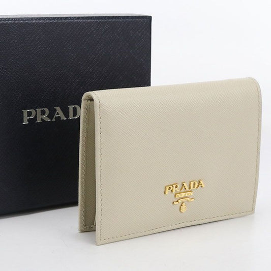 Prada Saffiano Triangle Bifold Wallet Leather