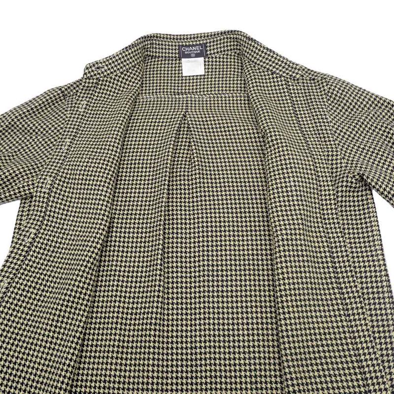 Chanel Houndstooth Shirt Beige Black 34 99C