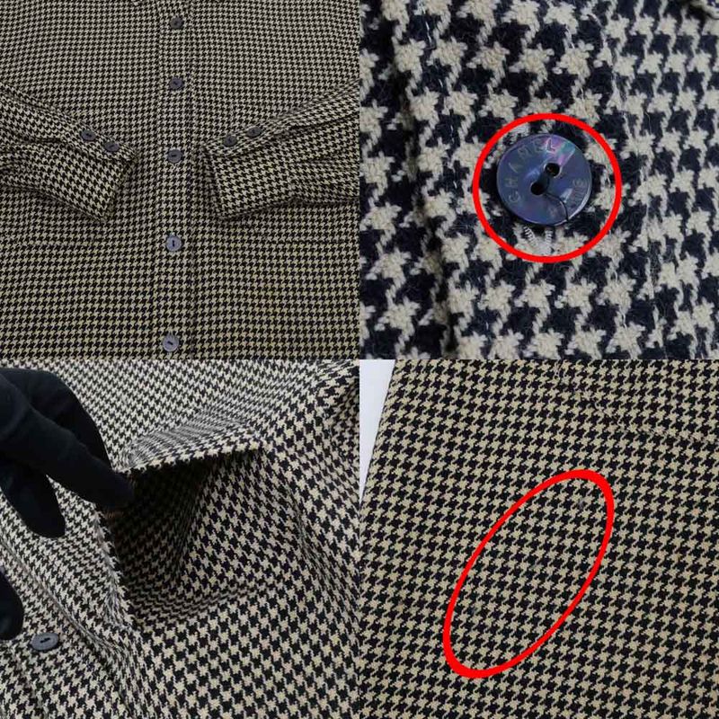 Chanel Houndstooth Shirt Beige Black 34 99C