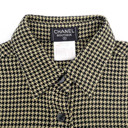 Chanel Houndstooth Shirt Beige Black 34 99C