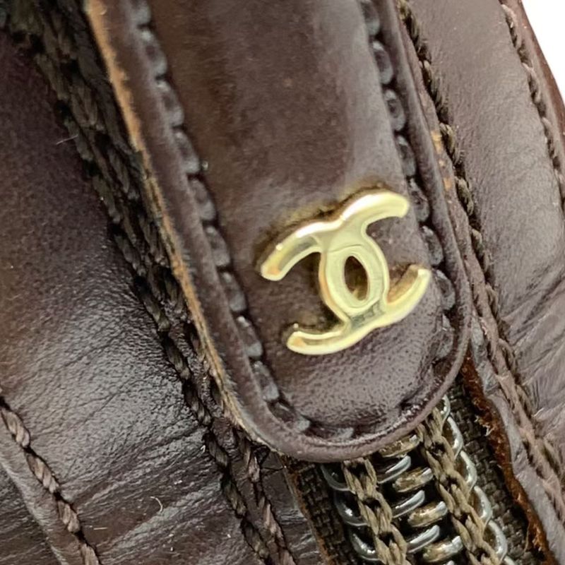 Chanel Short Boots Quilted Black Brown Leather 37
