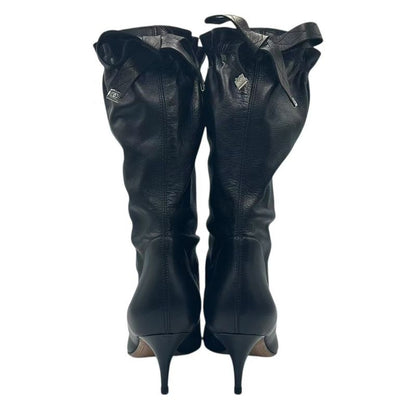 Chanel Short Boots CC Logo Leather Black