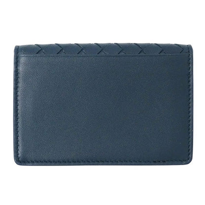 Bottega Veneta Card Case Intrecciato Leather Blue Business