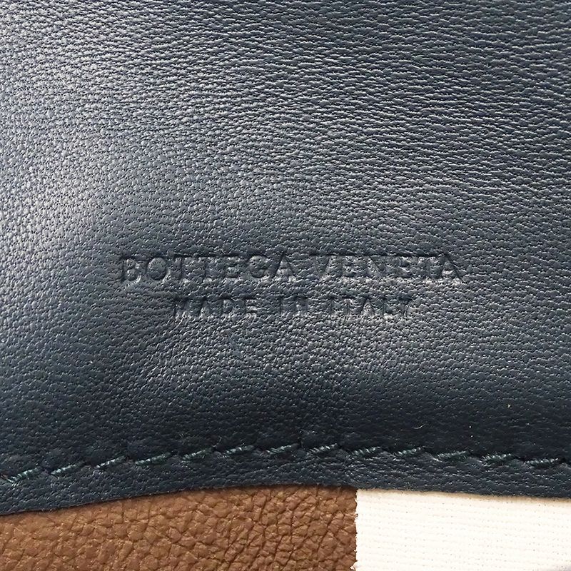 Bottega Veneta Card Case Intrecciato Leather Blue Business