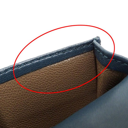 Bottega Veneta Card Case Intrecciato Leather Blue Business