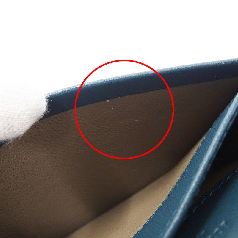 Bottega Veneta Card Case Intrecciato Leather Blue Business