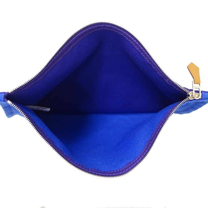 Hermes Pouch Bora Clutch Canvas Blue Purple Going