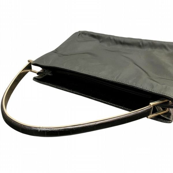 Prada Nylon Croco Shape Push Metal Handle Shoulder Bag