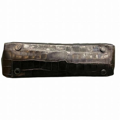 Prada Nylon Croco Shape Push Metal Handle Shoulder Bag