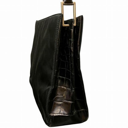 Prada Nylon Croco Shape Push Metal Handle Shoulder Bag