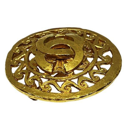 Chanel CC Logo Round Brooch