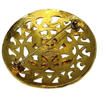 Chanel CC Logo Round Brooch