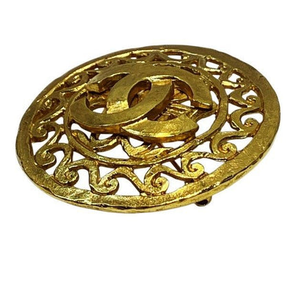 Chanel CC Logo Round Brooch