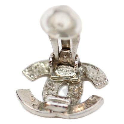 Chanel Silver CC Logo Lattice Earrings