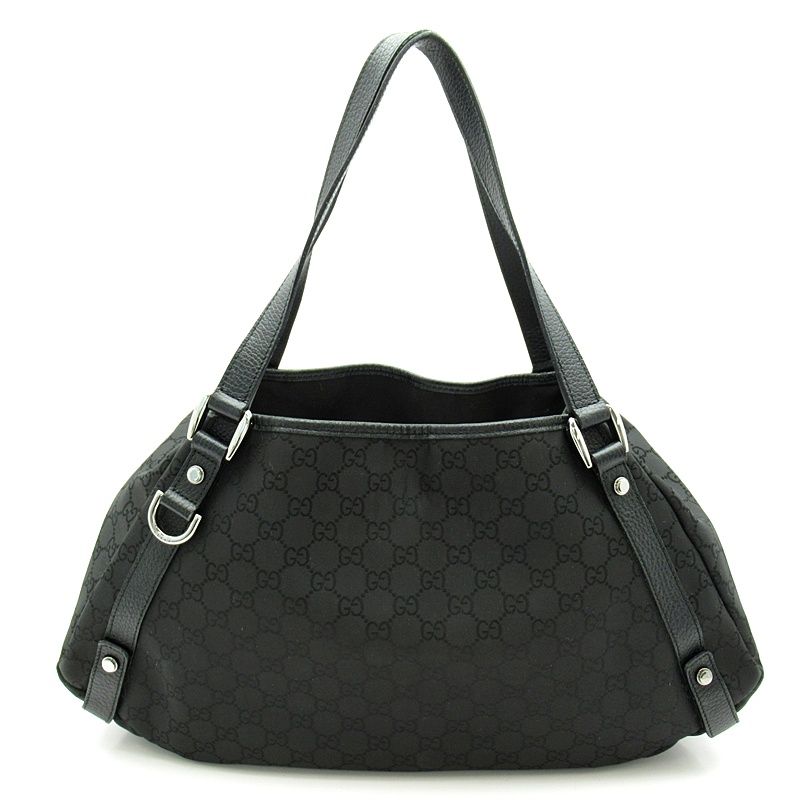 Gucci Abbey Tote GG Nylon Leather Black