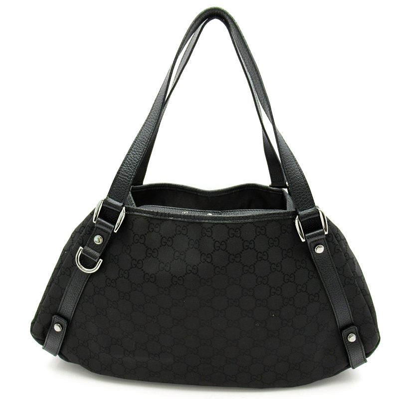 Gucci Abbey Tote GG Nylon Leather Black