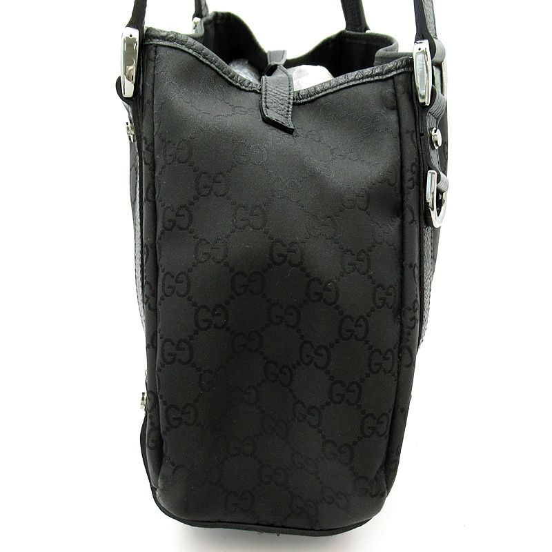 Gucci Abbey Tote GG Nylon Leather Black