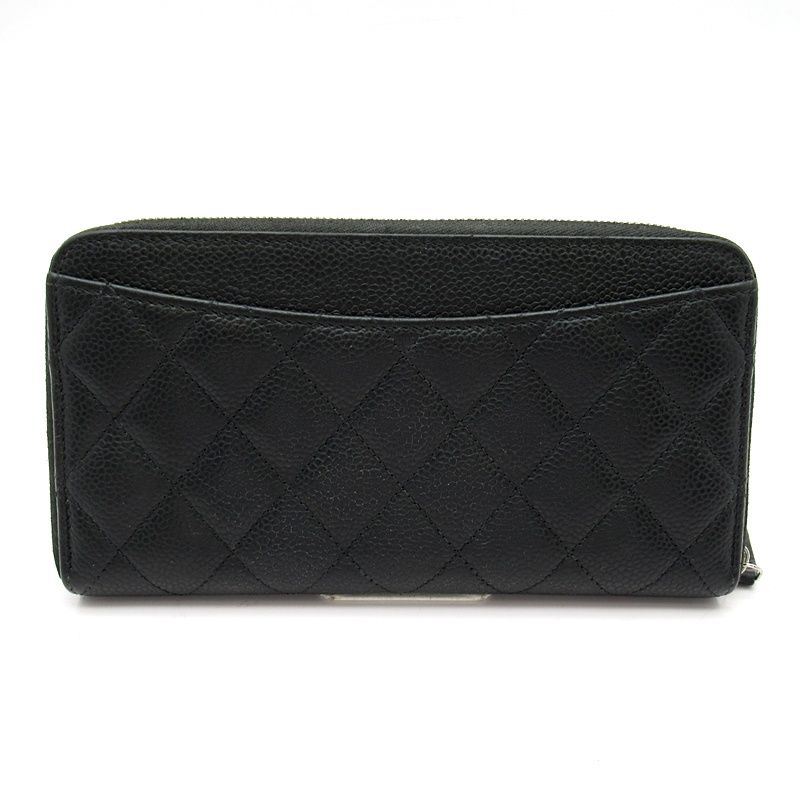 Chanel Full Zipper Wallet Caviar Leather Black